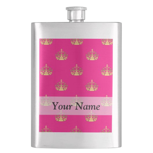Flasque Motif de couronne rose et or (devant)