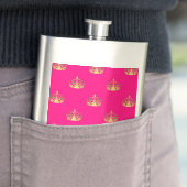 Flasque Motif de couronne rose et or (En situation)