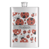 Flasque Motif De Ladybugs, Red Ladybugs, Votre Nom (devant)