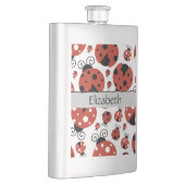 Flasque Motif De Ladybugs, Red Ladybugs, Votre Nom (Droite)