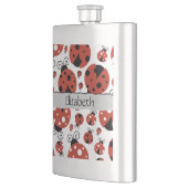 Flasque Motif De Ladybugs, Red Ladybugs, Votre Nom (Gauche)