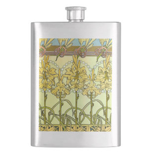 Flasque Motif de lys Art nouveau d'Alphonse Mucha vintage
