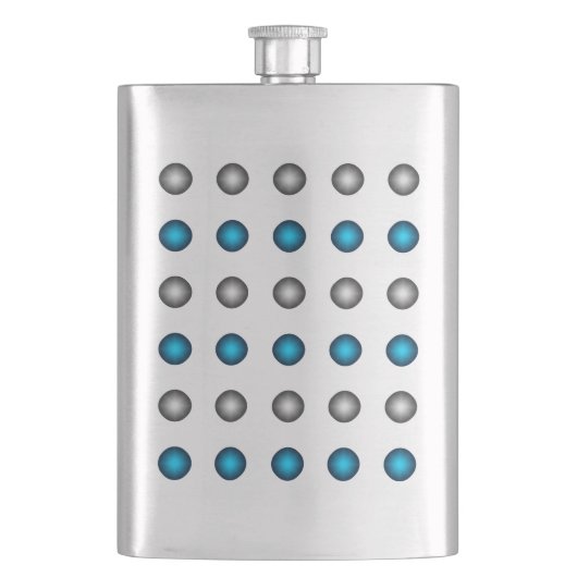 Flasque Motif élégant à points Polka bleu et argent (devant)