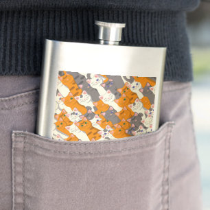 Flasque Motif en diagonale du chat noir blanc gingembre