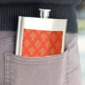 Flasque Motif Floral Rouge Et Or (En situation)