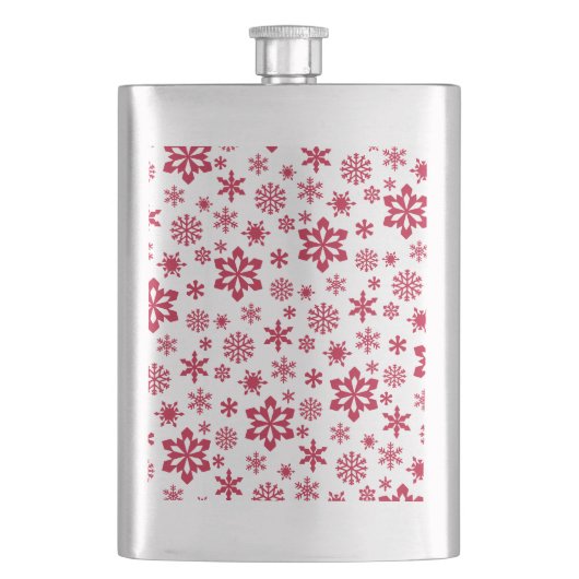 Flasque Motif moderne de flocon rouge et blanc (devant)