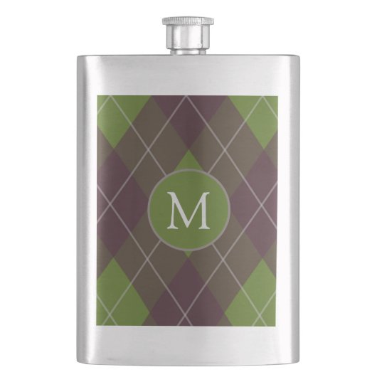 Flasque Motif monogramme écossais vert foncé classique (devant)