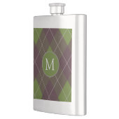 Flasque Motif monogramme écossais vert foncé classique (Gauche)