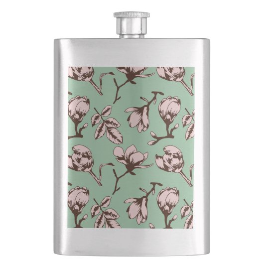 Flasque Motif sans couture avec bourgeons floraux des arbr (devant)