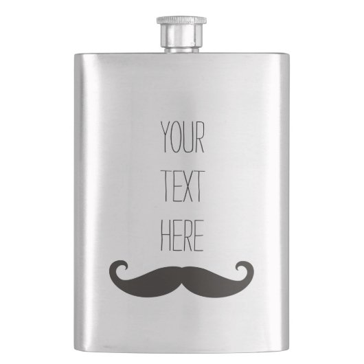 Flasque Moustache drôle/Schnurrbart + votre texte (devant)