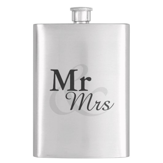 Flasque Mr&Mrs Simple Elegant Typographie Mariage Faveur (devant)