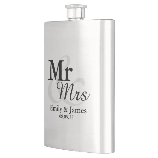 Flasque Mr&Mrs Simple Elegant Typographie Mariage Faveur (Gauche)