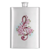 Flasque Musical treble clef notes with sakura flowers (devant)