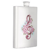 Flasque Musical treble clef notes with sakura flowers (Droite)