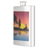 Flasque Nature Lake Trees Couple Silhouette Artwork (Gauche)