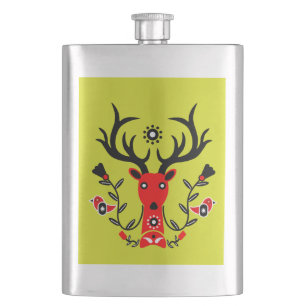Flasque Nature scandinave Cerf Art T-shirt Throw Pi