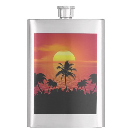 Flasque Nature Sunset Palm Trees illustration (devant)