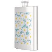 Flasque Négative Space Daisies blanc jaune sur bleu (Gauche)