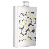 Flasque Négative Space Daisies blanc jaune sur noir (Droite)