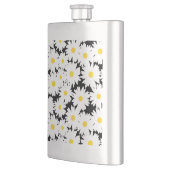 Flasque Négative Space Daisies blanc jaune sur noir (Gauche)