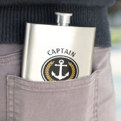 Flasque Nom du bateau capitaine Ancre Gold Style Laurel Me (En situation)