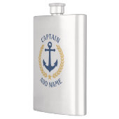 Flasque Nom du capitaine Ancre nautique Gold Style Laurel (Gauche)