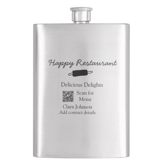 Flasque Nom du restaurant scan QR menu ajouter les coordon (devant)