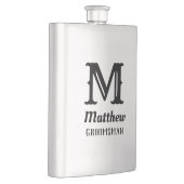 Flasque Nom Monogramme Masculin Mariages Classiques Noir (Droite)