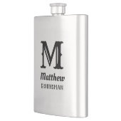 Flasque Nom Monogramme Masculin Mariages Classiques Noir (Gauche)