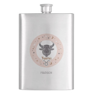 Flasque Nom personnalisé Zodiac Sign Taurus