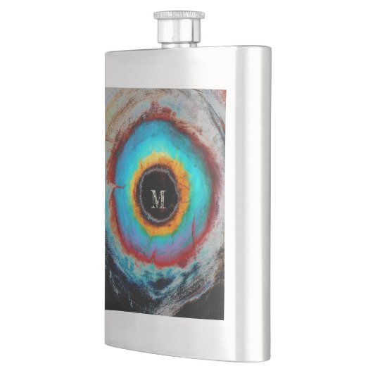 Flasque Oeil cosmique éthéré Monogramme Abstrait Vibrant A (Gauche)