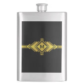 Flasque Or et monogramme noir de ceinture d'art déco (devant)