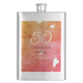 Flasque Orange rouge 50 anniversaire ajouter nom date p (devant)