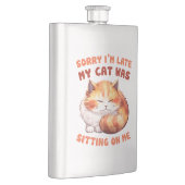 Flasque Orange Tabby Chat - Désolé, je suis en retard (Droite)