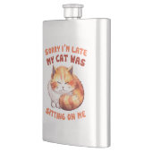 Flasque Orange Tabby Chat - Désolé, je suis en retard (Gauche)