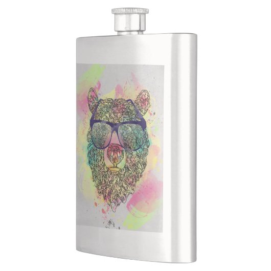 Flasque Ours d'aquarelle cool avec lunettes design (Gauche)