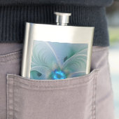 Flasque Ovations debout, Fractale abstraite bleu turquoise (En situation)