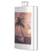 Flasque Palm Tree and Boat Beach Sunset (Gauche)