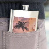 Flasque Palm Tree and Boat Beach Sunset (En situation)