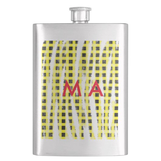 Flasque Panneau de contrôle Jaune Noir ajouter nom nom mon (devant)