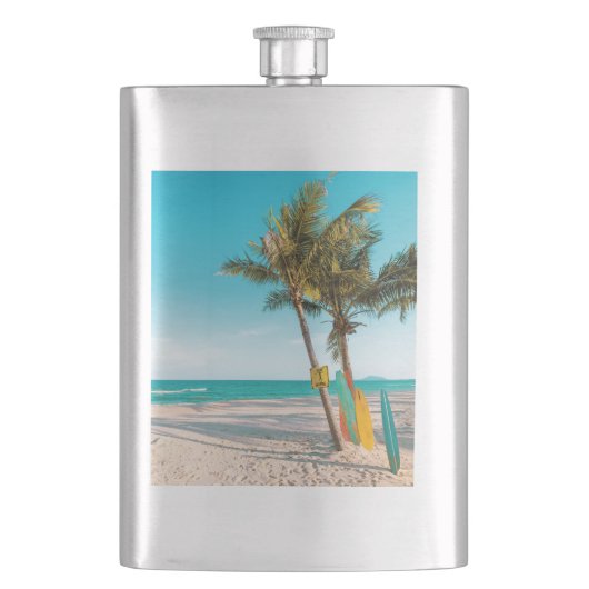 Flasque Panneaux de surf sur la plage lancer oreiller (devant)