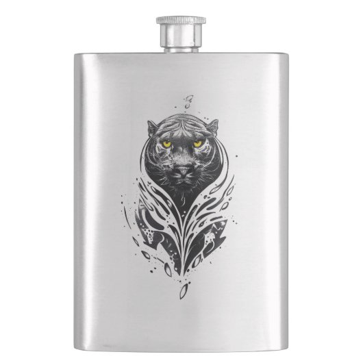 Flasque Panther Wild Animal Nature Illustration Art tatoua (devant)