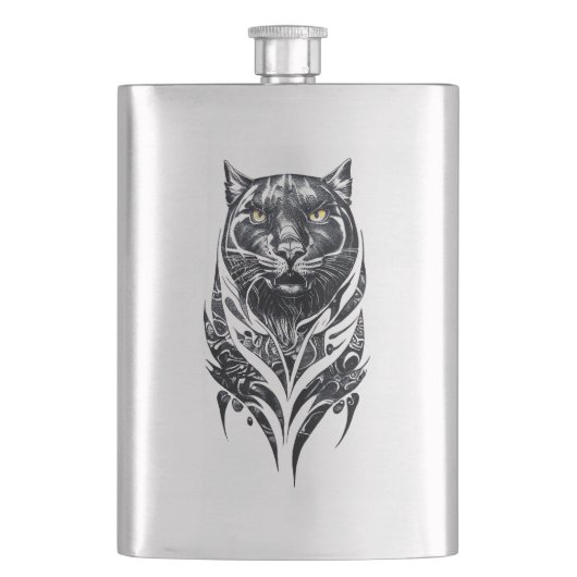 Flasque Panther Wild Animal Nature Illustration Art tatoua (devant)