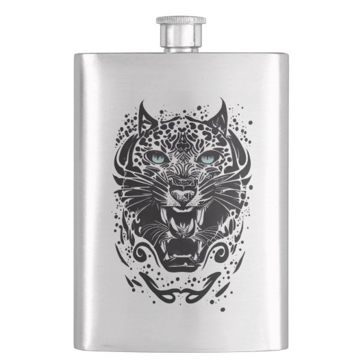 Flasque Panther Wild Animal Nature Illustration Art tatoua (devant)