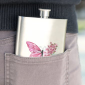 Flasque Papillon à fleurs avec Sakura rose (En situation)