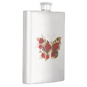 Flasque Papillon de fleurs rouges aux roses rouges (Droite)