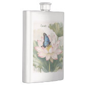 Flasque Papillon Swallowtail Bleu Avec Nom De Fleur De Lot (Droite)