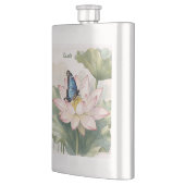 Flasque Papillon Swallowtail Bleu Avec Nom De Fleur De Lot (Gauche)