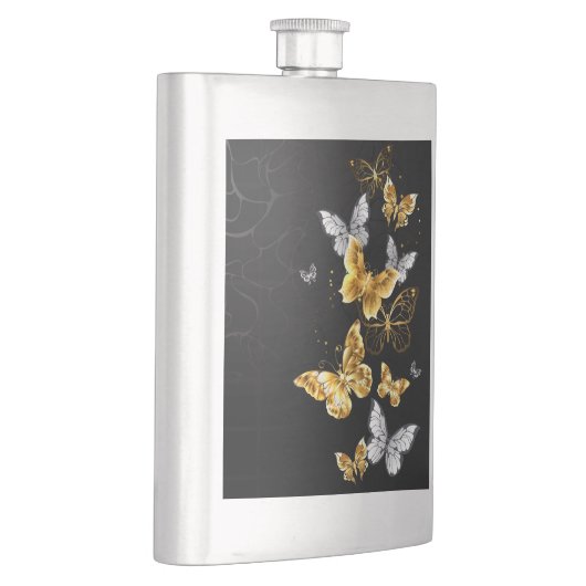 Flasque Papillons blancs et dorés (Droite)
