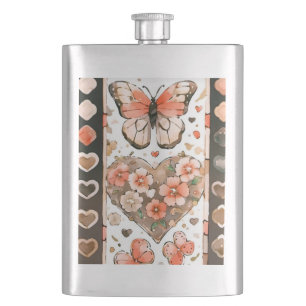Flasque Papillons, Coeurs et Fleurs